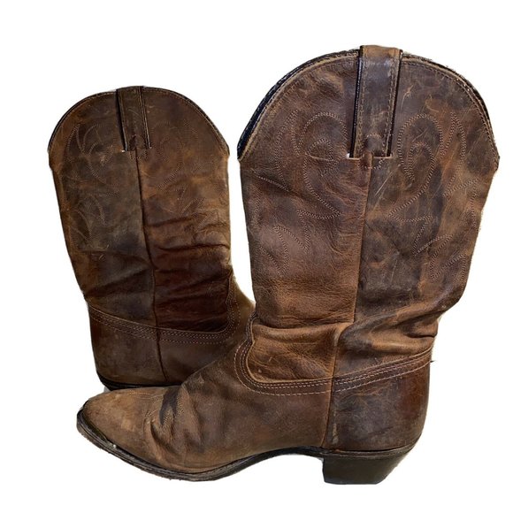 Durango Cowboy Boots Sz 9M Brown Leather Slouch - Picture 4 of 8